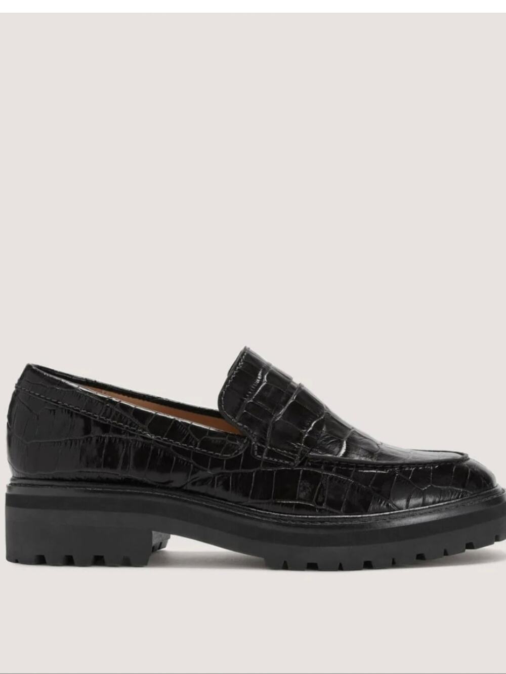 Everlane The Lug Loafer Black Croc Embossed Platform Chunky Shoes Size 9.5